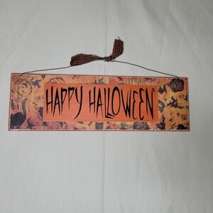 Vintage Halloween Hanging Sign ~ Spooky Decor Orange &‎ Black Happy Halloween